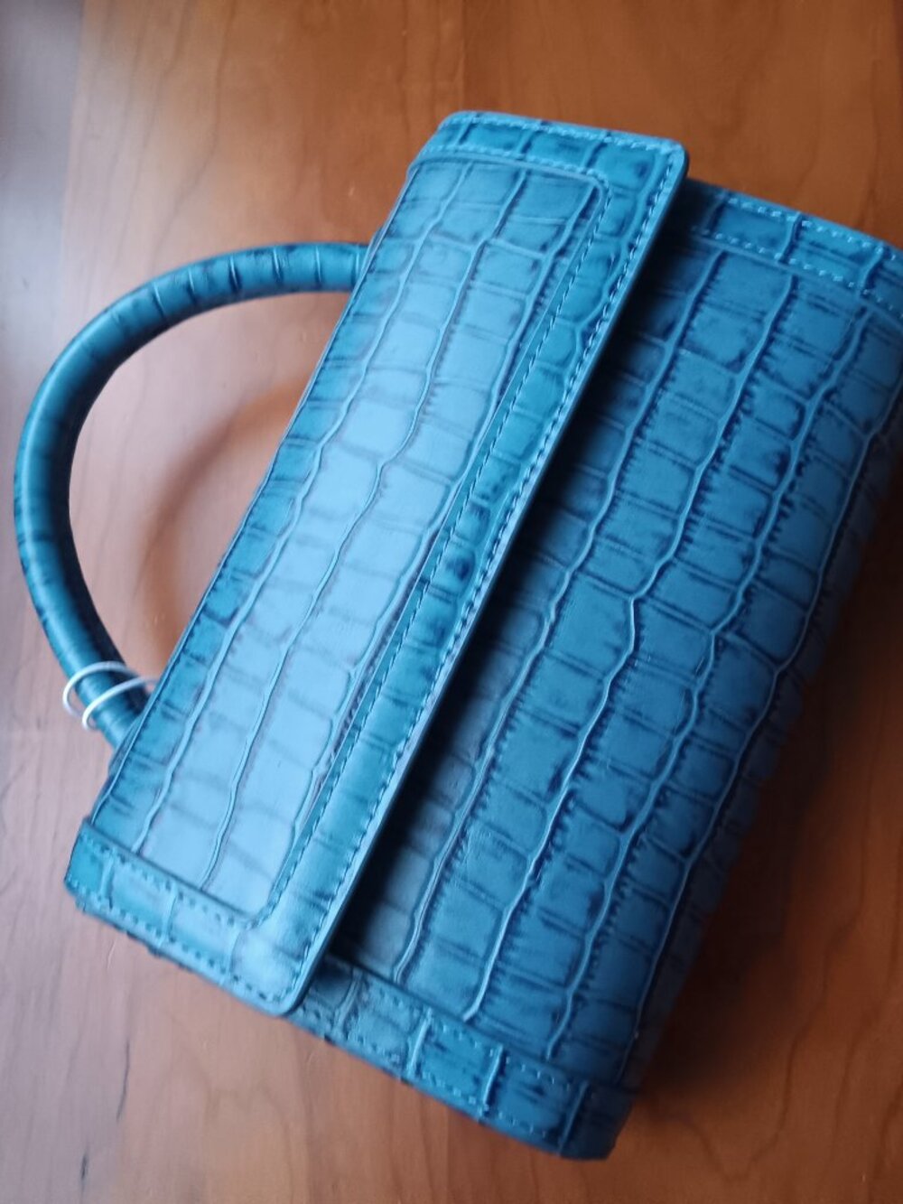 NWT Neely & Chloe Slate Blue Faux Croc Leather Shoulder & Crossbody Bag